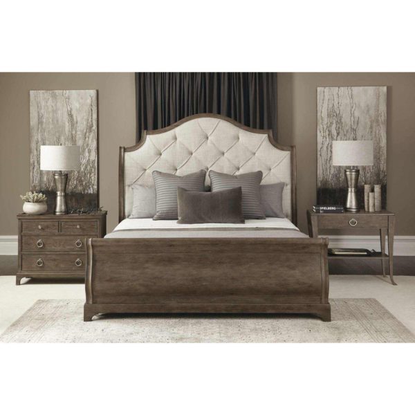 Rustic Patina Upholstered Sleigh Bed  - Image 6