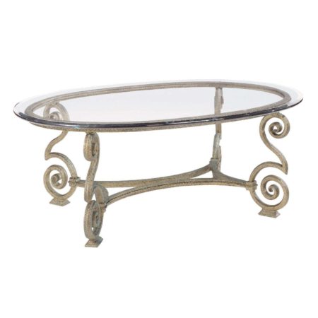 Solano Oval Cocktail Table Glass Top and Base 
