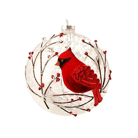 MTX59792-RED CARDINAL ORNAMENT 5" GLASS (11255)