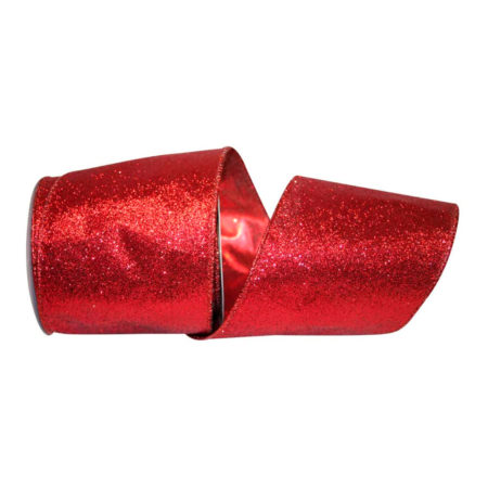 88-1930 RIBBON 4" x 10yds glitter lace, red (11347)