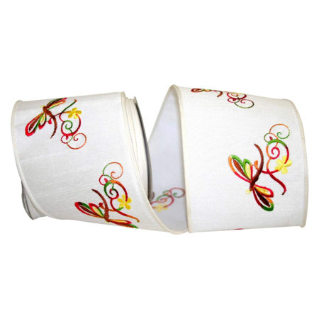 R4071785 RIBBON 4" X 10 YDS EMBROIDERED WIRED (10484)