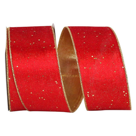 88-3938 RIBBON 4" x 10yds velvet red sequin (11355)