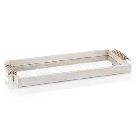 JRA-11871 GRAY SHAGREEN MIRROR TRAY (11138)
