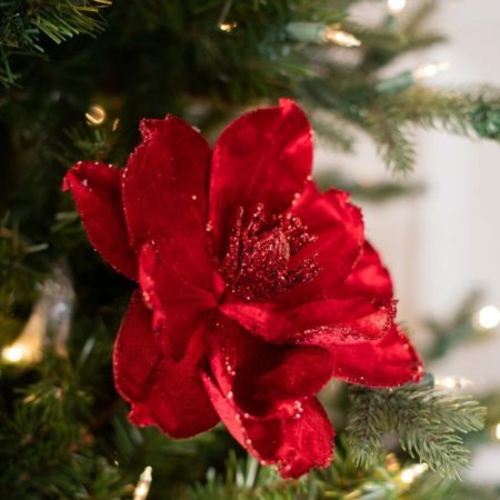 MTX64319-RDGD VELVET MAGNOLIA 24" GLITTER TIP STEM (11265)