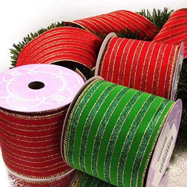 05-0107 RIBBON 4" X 10 YDS VELVET TWO-TONE, MOSS-EMERALD(11317) - Image 2