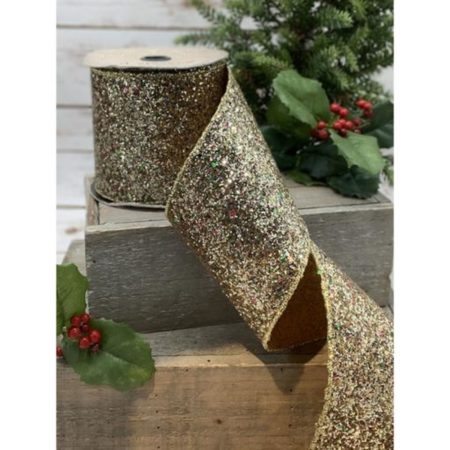 09-2414 RIBBON 10 YDS ROCL GLITTER GOLD (10401)