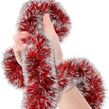 28-1370 RIBBON TINSEL GARLAND RED (11452)