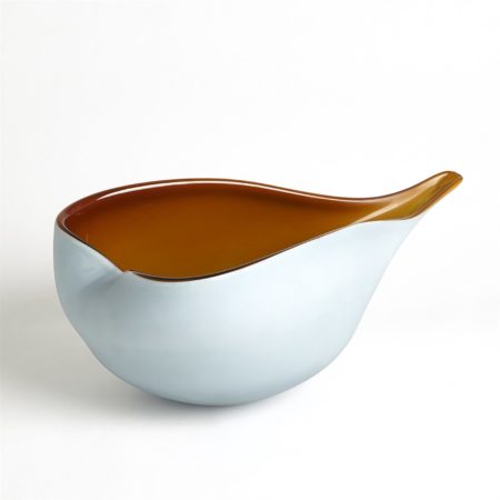 882933 BOWL LG FROSTED BLUE BOWL W/AMBER (10947)