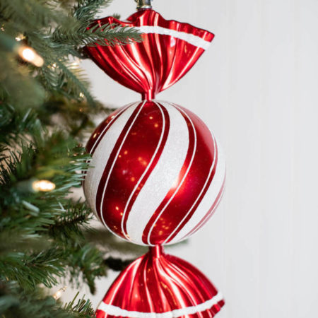 MTX67381-RDWH ORNAMENT PEPPERMING CANDY ROUND TWIST (11280)