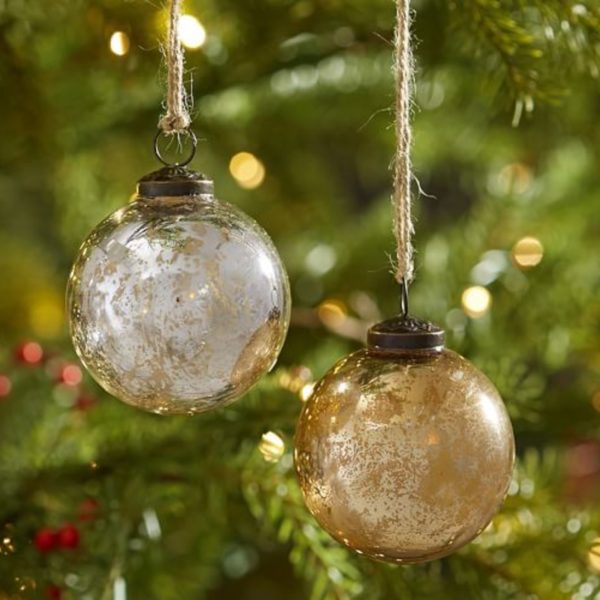 MTX66624-GOLD BALL ORNAMENT 4" MERC GLASS FLORET (11271) - Image 2