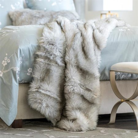 LT10005S SILVER FUR THROW 42X98 (11408)