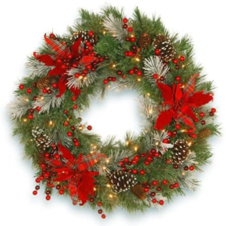 MTX63437-RDGR CARDINAL WREATH 12" RSN FROST (11263)