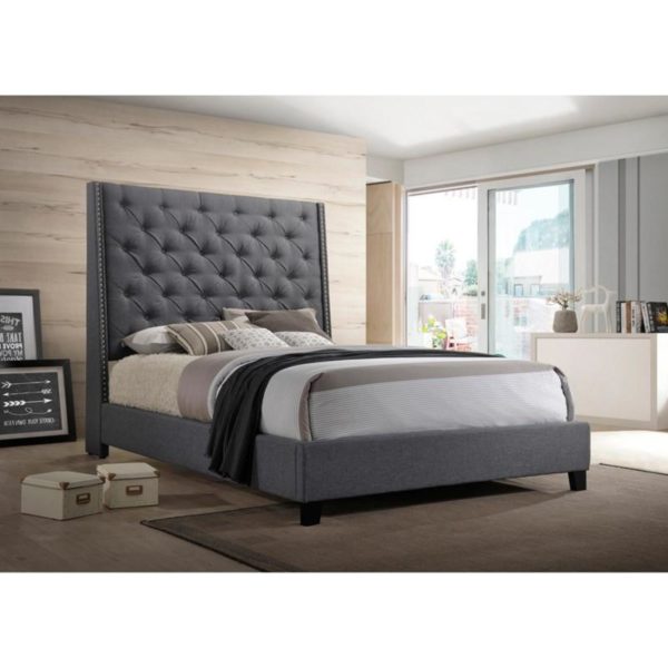 5265-GY KING BED DARK GRAY UPHOLSTERY (8314)