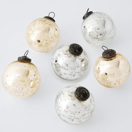 MTX66624-GOLD BALL ORNAMENT 4" MERC GLASS FLORET (11271)