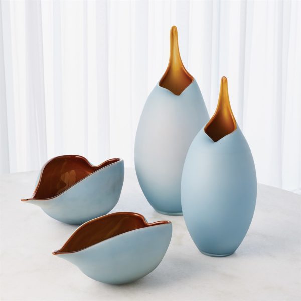 882933 BOWL LG FROSTED BLUE BOWL W/AMBER (10947) - Image 2