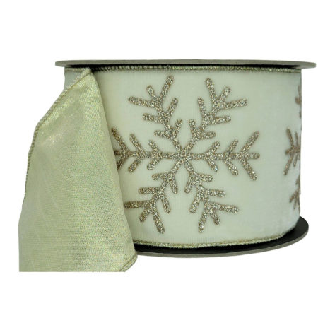 07-2424 RIBBON VELVET SNOWFLAKE WHITE (11449)