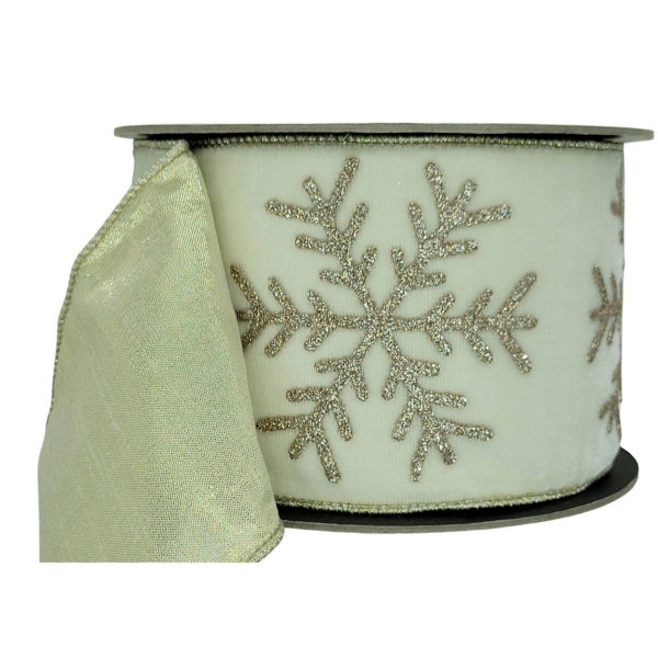 07-2424 RIBBON VELVET SNOWFLAKE WHITE (11449)